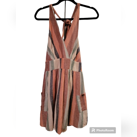 AE Halter Dress with Vertical Stripes.  Size Medium.  Never Worn. - Picture 1 of 7